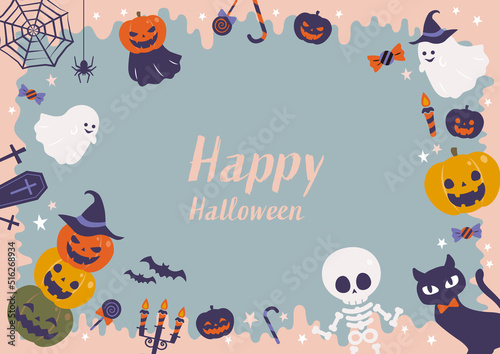 ハロウィン　カボチャとオバケの背景素材