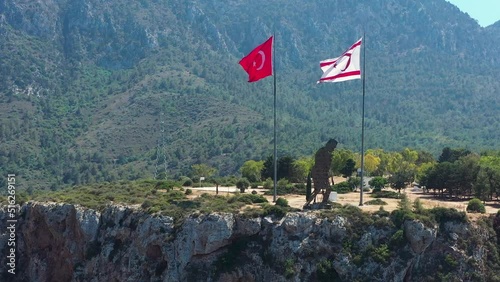 reversing reveal of the surrounding mountains of Northern Cyprus photo