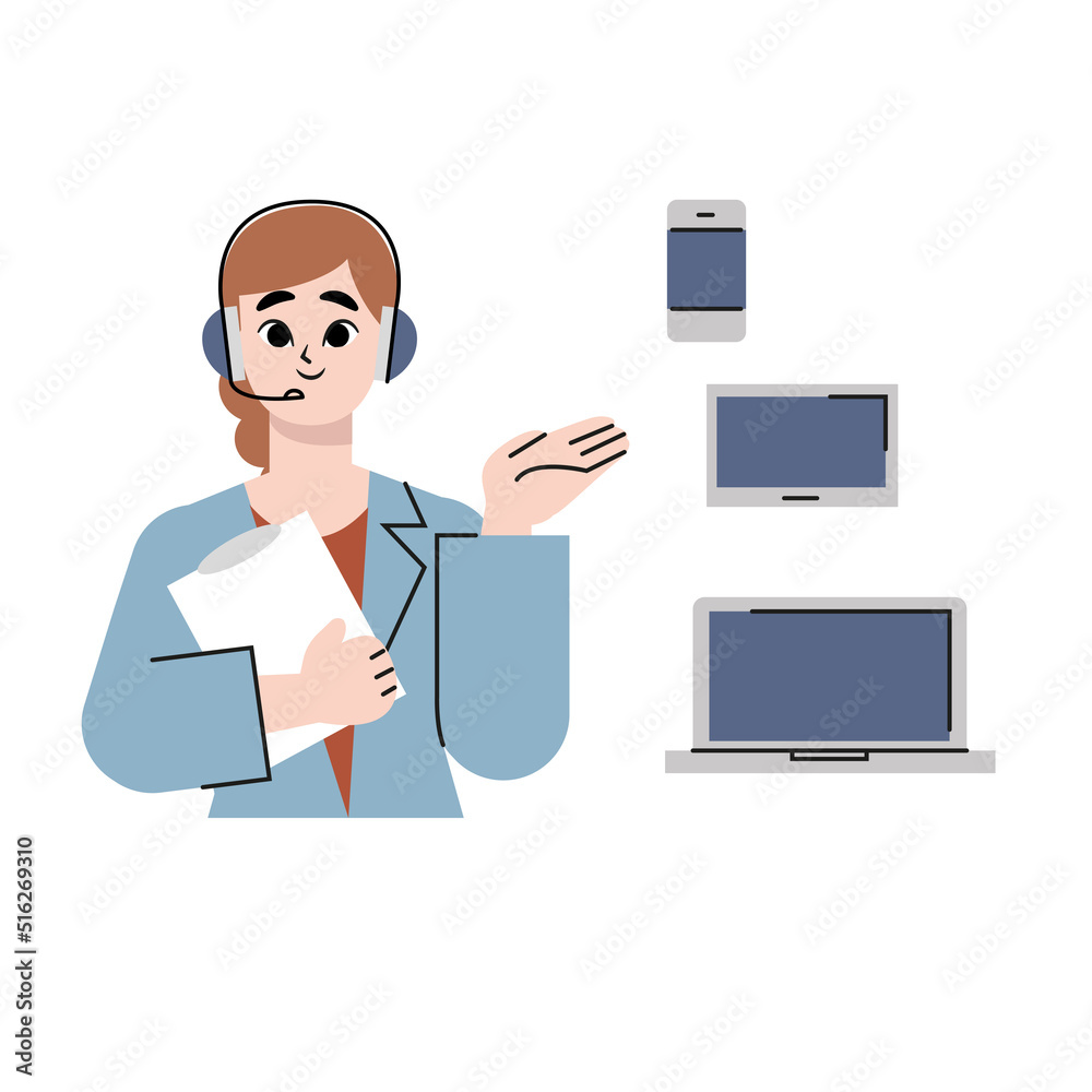A business person who provides digital services. . Flat drawn style vector design illustrations. A business person who provides digital services. . Flat drawn style vector design illustrations.
