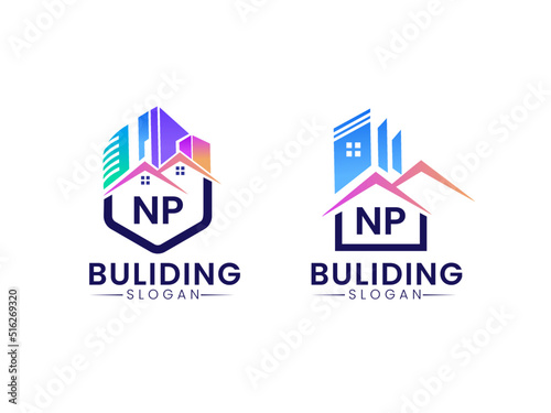 NP Creative real estate logo, NP Construction NP Architecture NP Building Logo Design Bundle vector templates 