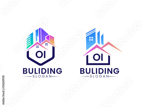 OI Creative real estate logo, OI Construction OI Architecture OI Building Logo Design Bundle vector templates 