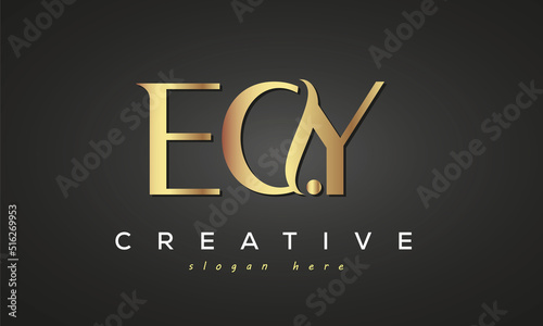 ECY creative luxury stylish logo design with golden premium look, initial tree letters customs logo for your business and company photo