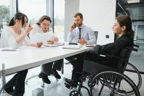 A group of business people partners during a set team meeting in the modern office. Teamwork concept