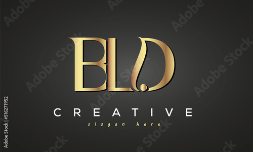 BLD creative luxury stylish logo design with golden premium look, initial tree letters customs logo for your business and company