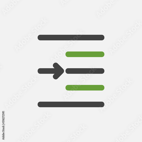 Right indent icon in flat style about text editor, use for website mobile app presentation photo