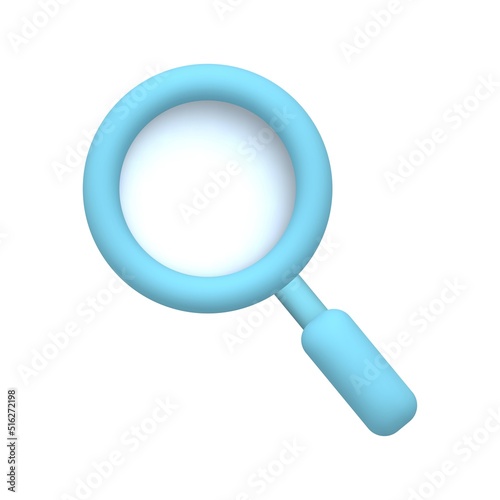 Magnifying glass. Discovery, research, search, analysis concept. 3D vector icon isolated on white background
