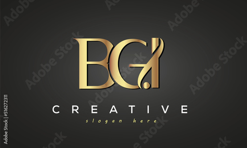 BGI creative luxury stylish logo design with golden premium look, initial tree letters customs logo for your business and company photo