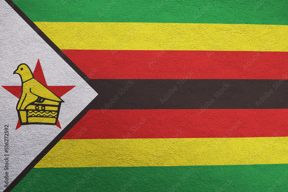 Modern shine leather background in colors of national flag. Zimbabwe