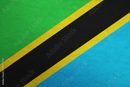 Modern shine leather background in colors of national flag. Tanzania