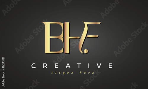 BHF creative luxury stylish logo design with golden premium look, initial tree letters customs logo for your business and company photo