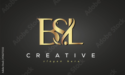 BSL creative luxury stylish logo design with golden premium look, initial tree letters customs logo for your business and company photo