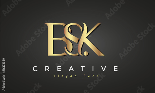 BSK creative luxury stylish logo design with golden premium look, initial tree letters customs logo for your business and company photo