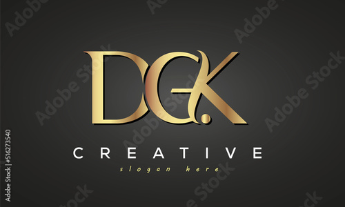 DGK creative luxury stylish logo design with golden premium look, initial tree letters customs logo for your business and company photo