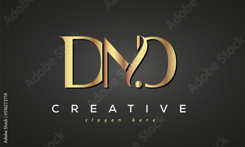 DNO creative luxury stylish logo design with golden premium look, initial tree letters customs logo for your business and company