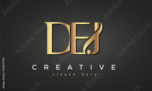 DEJ creative luxury stylish logo design with golden premium look, initial tree letters customs logo for your business and company photo