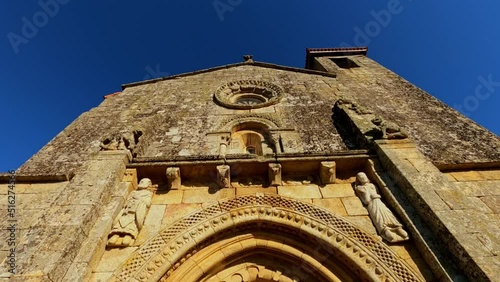 Exterior tilt down establisher of Church in A Mezquita, Ourense, Spain photo