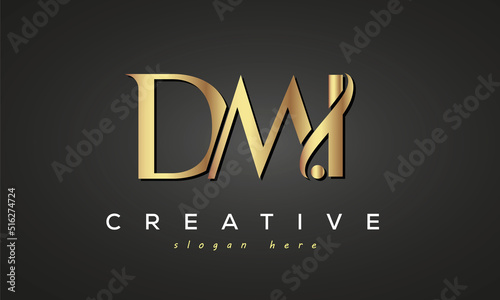 DMI creative luxury stylish logo design with golden premium look, initial tree letters customs logo for your business and company photo