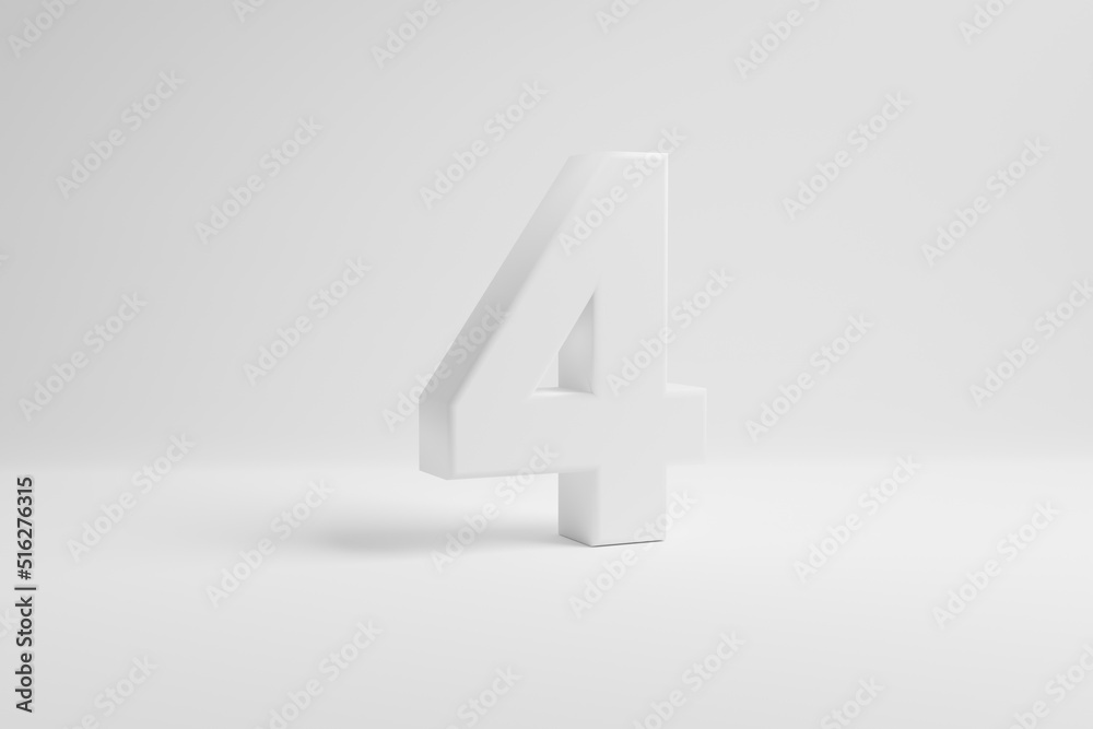 Number four on white background. 3D rendering. Number four on white background. 3D rendering.