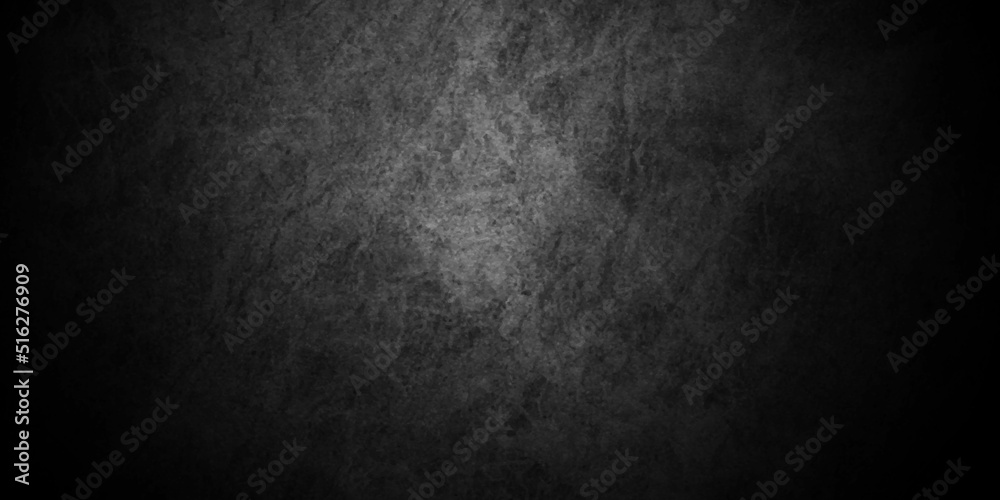 Dark black grunge textured concrete background. Panorama dark grey black slate background or texture. Vector black concrete texture. Stone wall background.	
