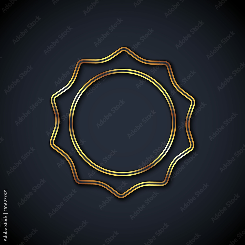 Gold line Sun icon isolated on black background. Vector