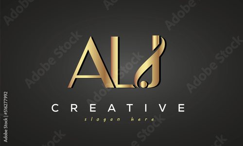 ALJ creative luxury stylish logo design with golden premium look,   initial tree letters customs logo for your business and company photo