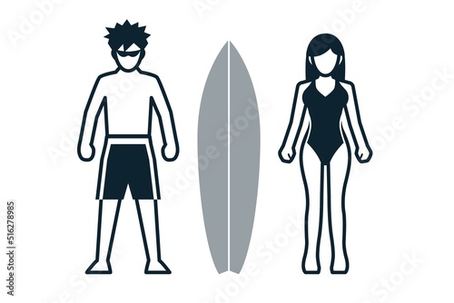 Wallpaper Mural Surfer, Sport Player, People and Clothing icons with White Background Torontodigital.ca