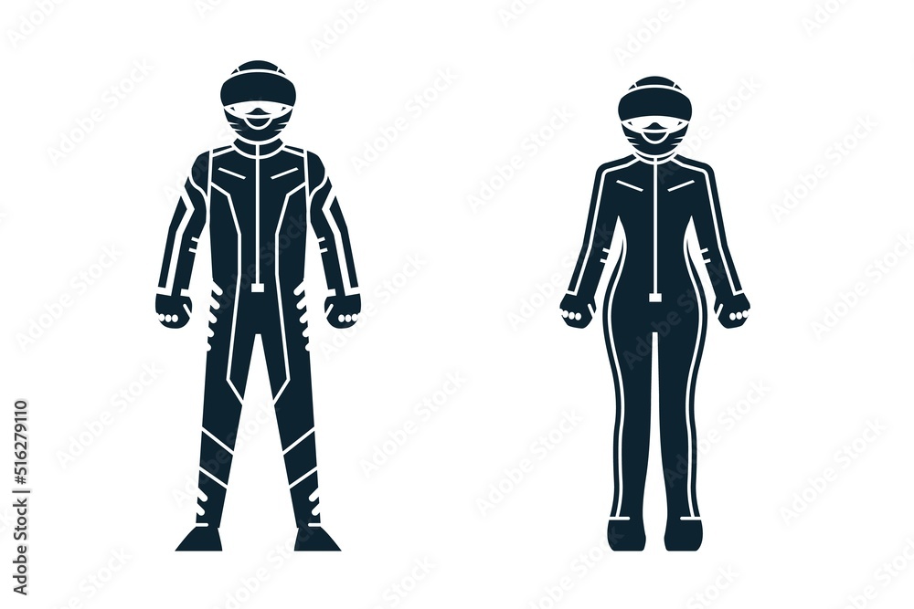 Motorcyclist, Sport Player, People and Clothing icons with White Background Motorcyclist, Sport Player, People and Clothing icons with White Background