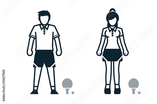 Table Tennis, Sport Player, People and Clothing icons with White Background