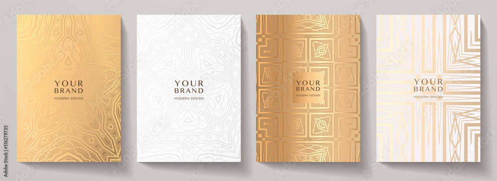 Luxury Premium Cover Design Set. Abstract Background With Gold, Silver 