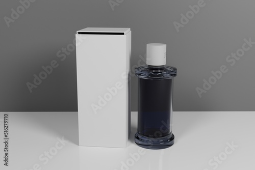 3d rendering elegant perfume bottle with white packaging box