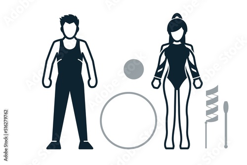 Gymnast, Sport Player, People and Clothing icons with White Background