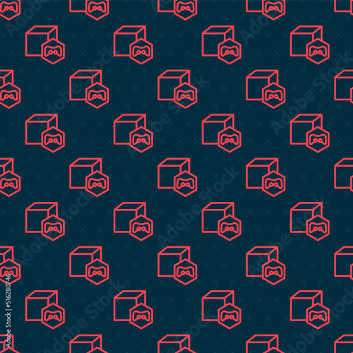 Red line NFT Digital crypto art icon isolated seamless pattern on black background. Non fungible token. Vector