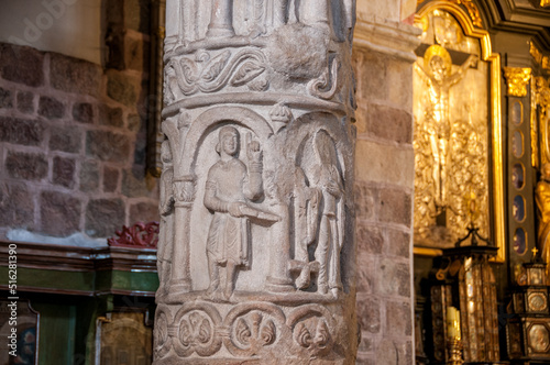 Detail of the column in monastery in Strzelno photo