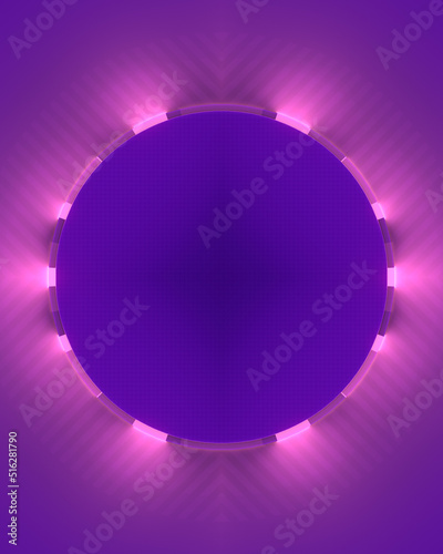 Rounded figure with a harmoniously colors and a luminous ring in the center. 3d rendering digital illustration