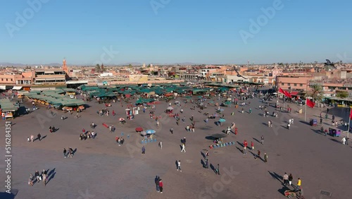 
Aerial view over Marrakech market Jemaa el-Fnaa, 2022

Jemaa el-Fnaa is a square and market place in Marrakesh's medina quarter (old city), drone view, Marrakech Morocco, July,06,2022 

 photo