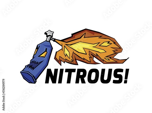 Nitrous Oxide System. NO2 bottle cartoon illustration
