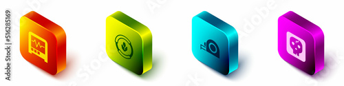 Set Isometric Seismograph, Soil analysis, Roulette construction and Archeology icon. Vector