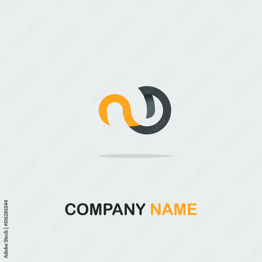 logo icon design shape bird orange grey letter D color for trendy luxury pet shop simple elegant eps 10