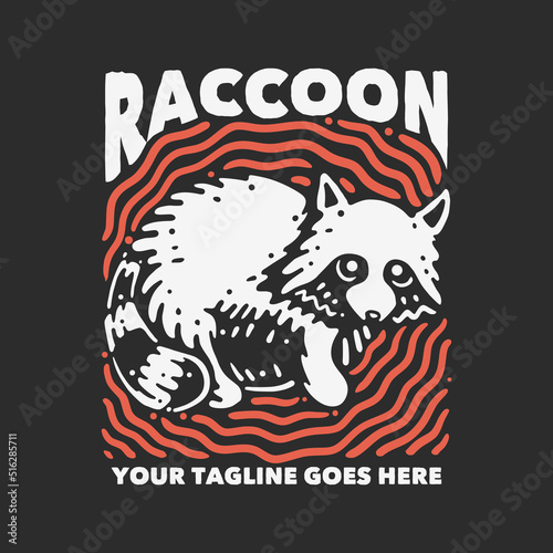 t shirt design racoons with fat raccoon and gray background vintage illustration