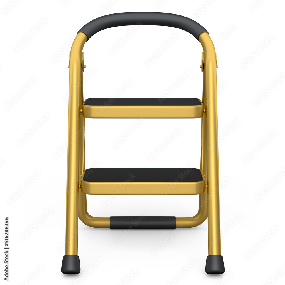 High folding ladder with steps for garden and repair work on white background. High folding ladder with steps for garden and repair work on white background.