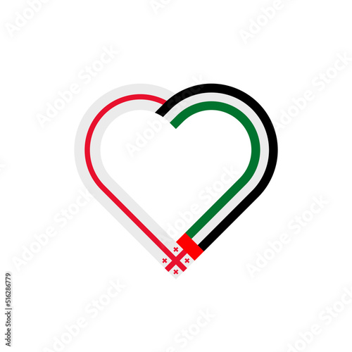 unity concept. heart ribbon icon of georgia and united arab emirates flags. vector illustration isolated on white background