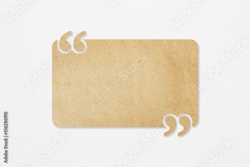 grunge brown paper quote background with quotation marks on grunge white paper including clipping path, useful for customer reviews and product testimonials, report, presentation