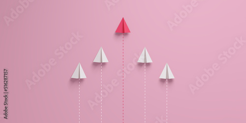 Businesswoman the paper plane leading the change.
