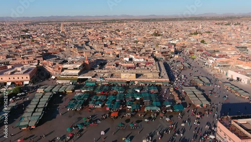 
Jemaa el-Fnaa market ,Marrakech, Morocco, Aerial view,2022

Jemaa el-Fnaa is a square and market place in Marrakesh's medina quarter (old city), drone view, Marrakech Morocco, July,06,2022 
 photo