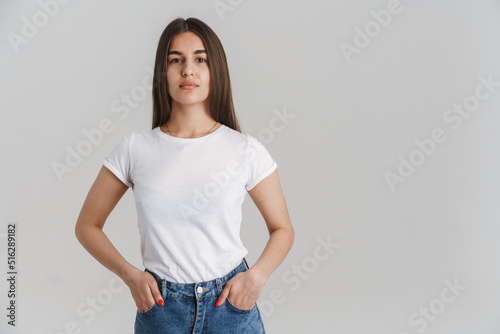 Portrait of a young casual white woman