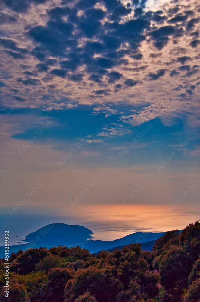 Sunset Silhouettes over the Mediterranean, Corsica, France