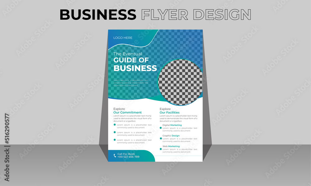 Corporate Business Flyer Template in A4. Can be adapt to Brochure, Annual Report, Magazine,Poster, Business Presentation, Portfolio, Flyer, Banner, Website.Trendy minimalist flat organic design.