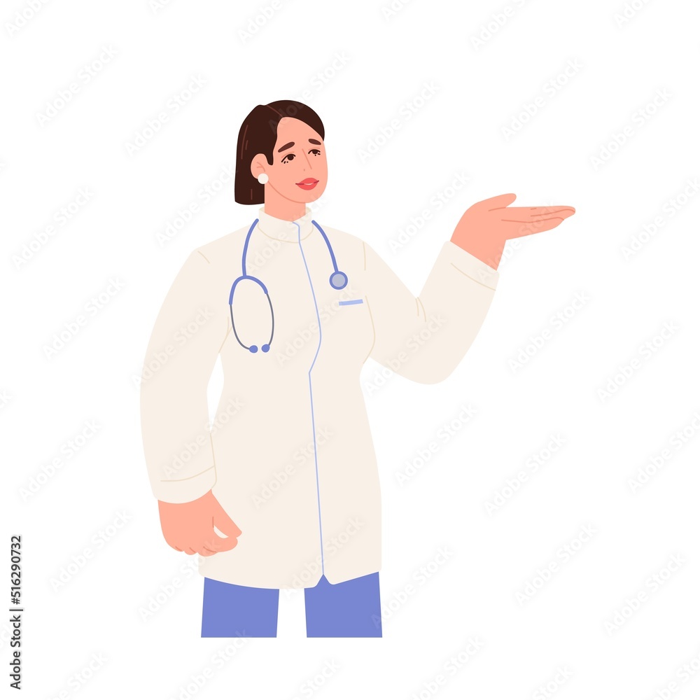 A doctor with a stethoscope explains the appointments. A doctor with a stethoscope explains the appointments.