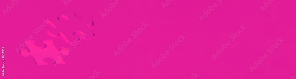 a piece of stone puzzle. Cutout from puzzle lies next to game. Horizontal image. Banner for insertion into site. Place for text cope space. 3D drawing. 3D rendering. a piece of stone puzzle. Cutout from puzzle lies next to game. Horizontal image. Banner for insertion into site. Place for text cope space. 3D drawing. 3D rendering.
