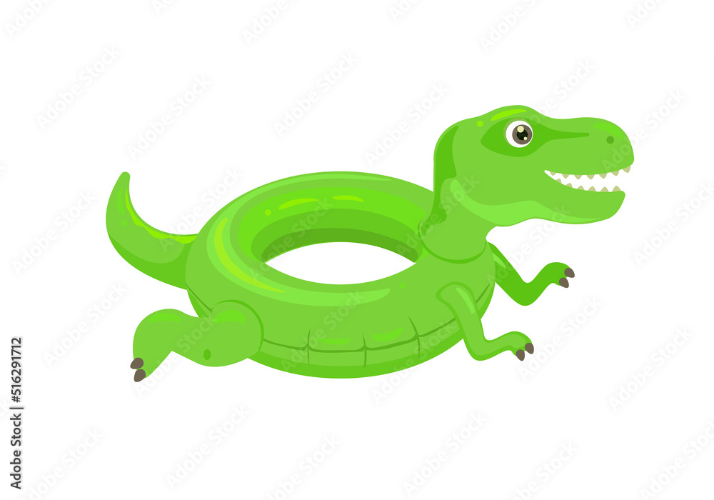 Fototapeta premium T-rex inflatable float isolated on white. Vector cartoon flat illustration. Summer icon. 
